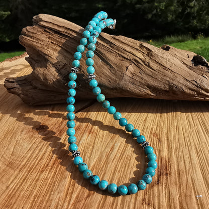 Heilsteinkette SEELENFRIEDEN mit Türkis aus TIBET!!! 6mm Kugeln 39cm oder nach Mass