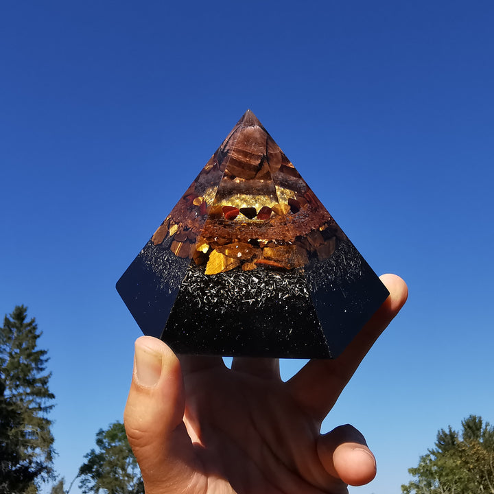 Orgone Hexagonal Pyramide PSYCHISCHES SCHUTZSCHILD 12cm