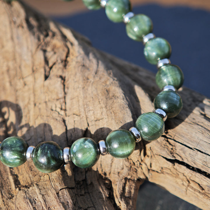 Edelstein Armband SEELENWACHSTUM Seraphinit S925 Triskele 6mm