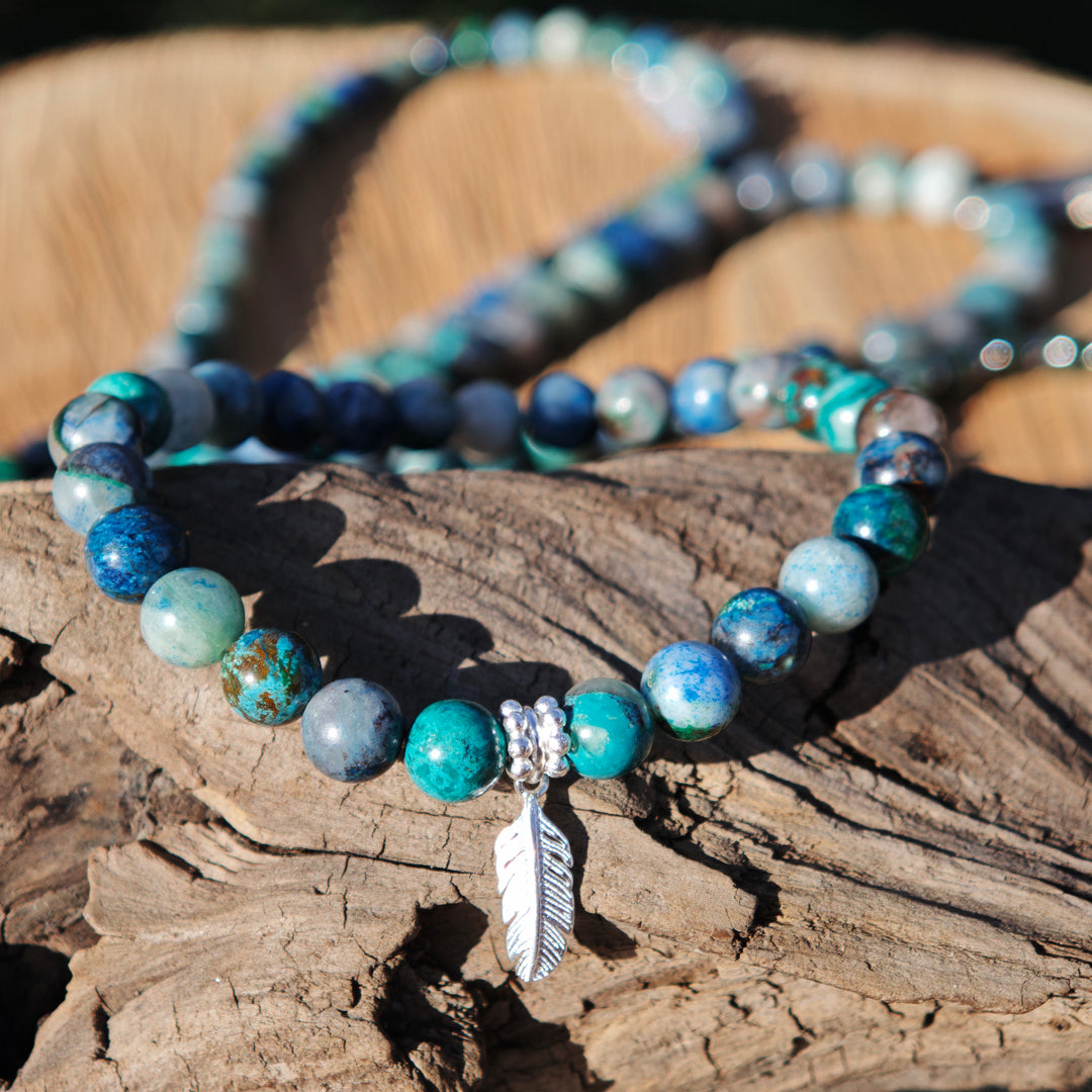 Edelstein Armband GEISTESSTÄRKE SHATTUCKIT Feder S925 6mm