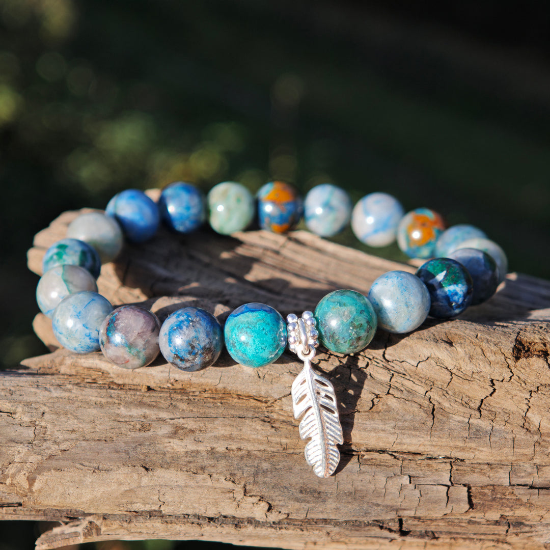 Edelstein Armband GEISTESSTÄRKE SHATTUCKIT Feder S925 8mm