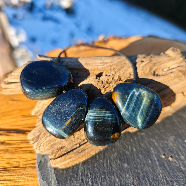 Falkenauge (Weitblick) Anhänger Trommelstein gebohrt 4 Stück zur Auswahl