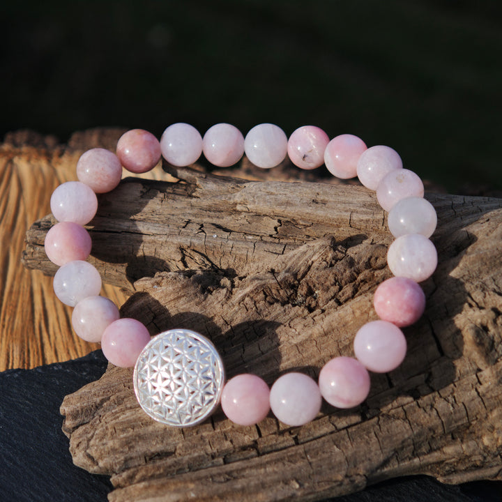 Edelstein Armband SPIRITUELLER SCHUTZ Petalit Lebensblume gross S925 8mm