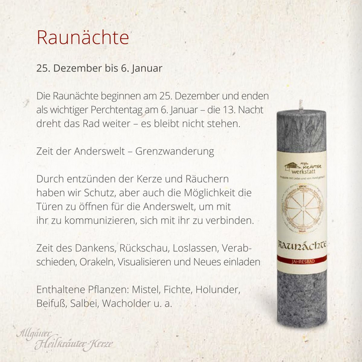 RAUNÄCHTE - Allgäuer Heilkräuter Kerze