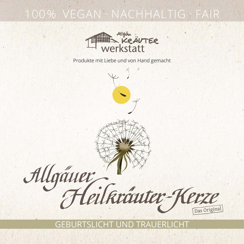 TRAUERLICHT MIT KARTE - FEDER - Die Erinnerung bleibt - Allgäuer Heilkräuter Kerze