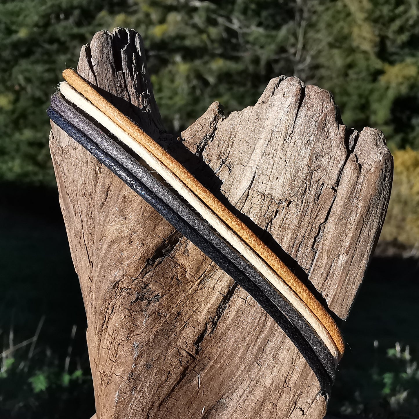 Baumwollband natürlich gewachst 2mm 4 Varianten schwarz dunkelbraun hellbraun natur