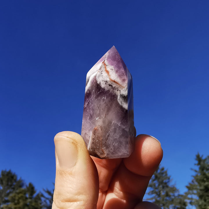 Amethyst (Chevron) Spitzen poliert 6 Unikate zur individuellen Auswahl