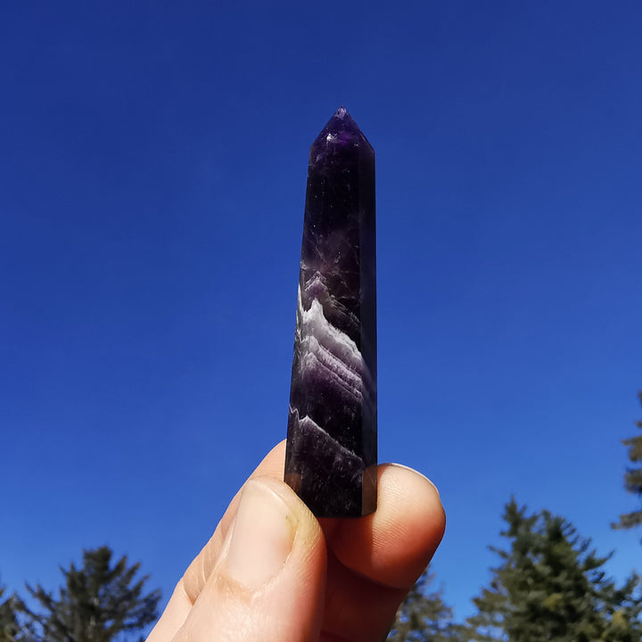 Amethyst (Chevron) Spitzen poliert 6 Unikate zur individuellen Auswahl