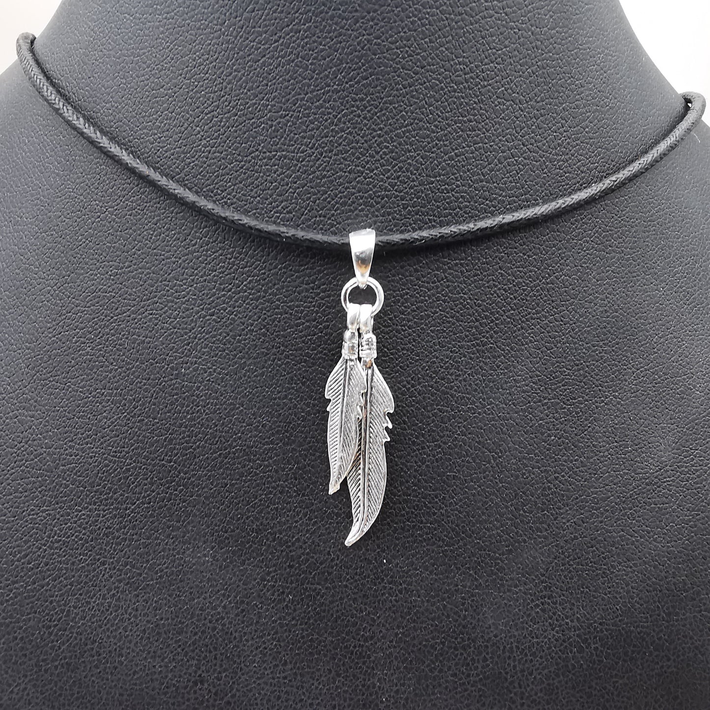 Anhänger ZWEI FEDERN 28mm Silber 925 mit kostenlosem Baumwollband