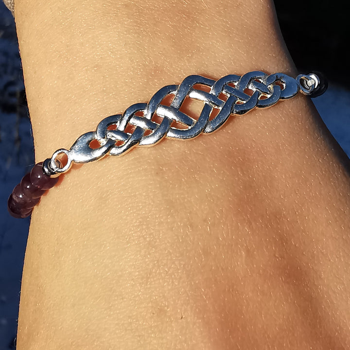 Edelstein Armband INNERER FRIEDEN Amethyst keltischer Knoten S925 5mm