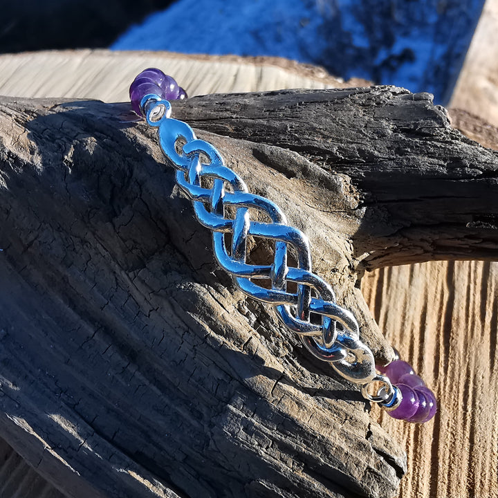 Edelstein Armband INNERER FRIEDEN Amethyst keltischer Knoten S925 5mm
