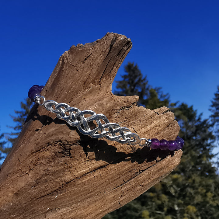 Edelstein Armband INNERER FRIEDEN Amethyst keltischer Knoten S925 5mm
